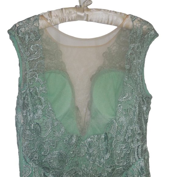 Maxi Dress NEW Lace Mint Green Formal Gown Prom Special Occasion - Picture 5 of 6
